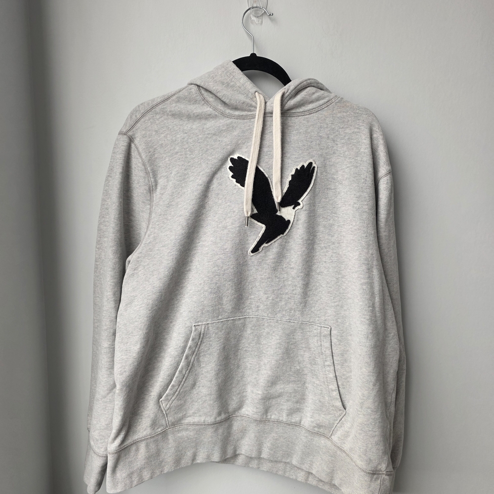 American Eagle Logo Hoodie Gray Pullover Size L 2000s American Eagle - Picture 2 of 9